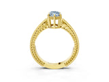 Yellow gold Fancy Blue Marquise Cut Cut Diamond Milgrain Pave Band Four-Prong Setting Ring_6