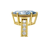 Yellow gold Fancy Blue Marquise Cut Cut Diamond Milgrain Pave Band Four-Prong Setting Ring_8