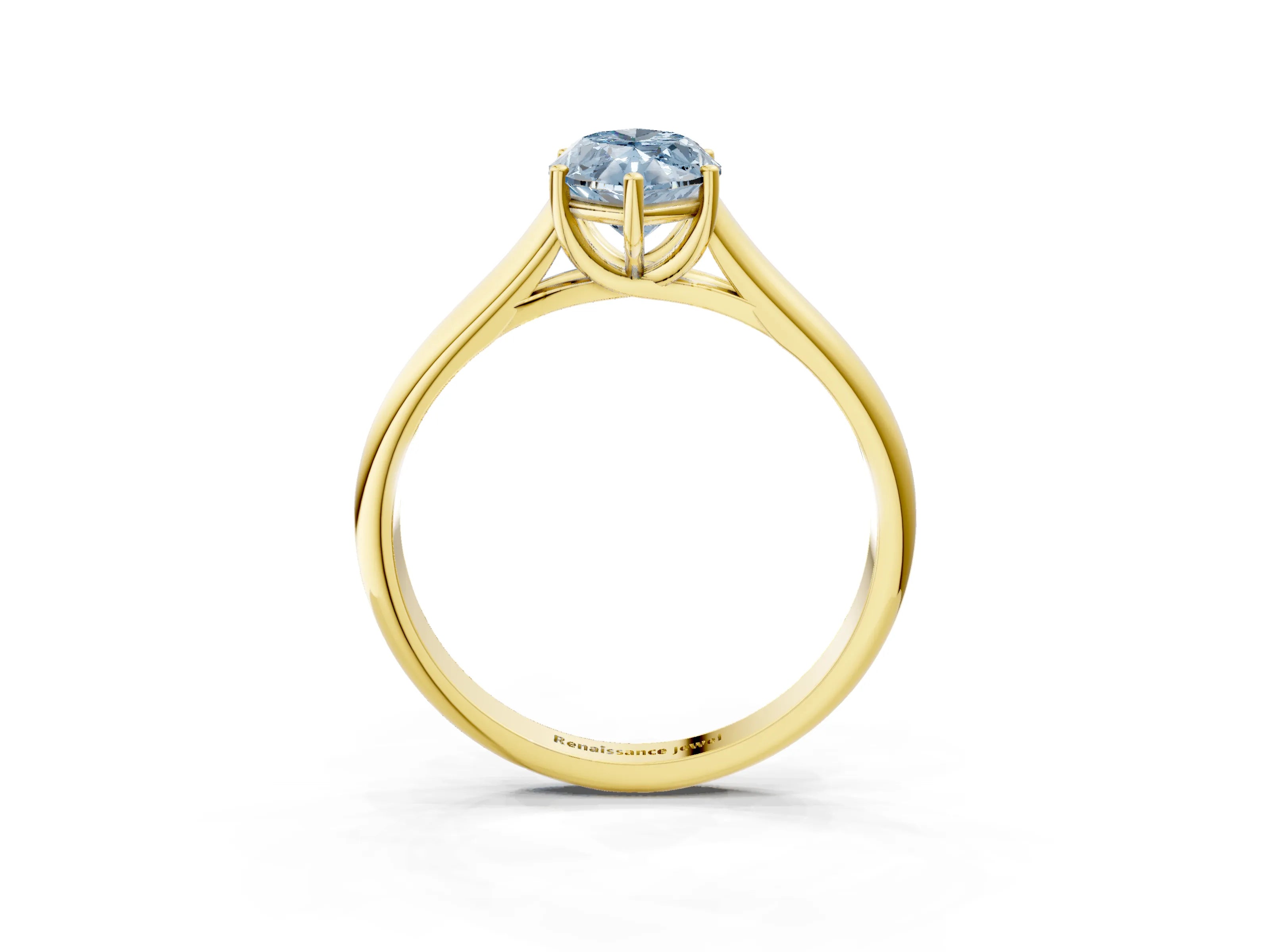 Yellow gold Fancy Blue Marquise Cut Cut Diamond Solitaire Engagement Ring with Tapered Plain Band and Four-Prong Setting_3