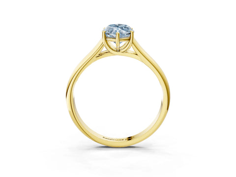 Yellow gold Fancy Blue Marquise Cut Cut Diamond Solitaire Engagement Ring with Tapered Plain Band and Four-Prong Setting_3