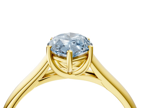 Yellow gold Fancy Blue Marquise Cut Cut Diamond Solitaire Engagement Ring with Tapered Plain Band and Four-Prong Setting_4