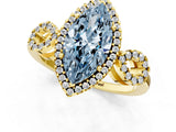 Yellow gold Fancy Blue Marquise Cut Cut Halo Diamond Infinity Band with Four-Prong Setting_1