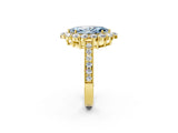 Yellow gold Fancy Blue Marquise Cut Cut Halo Diamond Pavé Engagement Ring with Milgrain Detailing_2