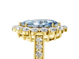 Yellow gold Fancy Blue Marquise Cut Cut Halo Diamond Pavé Engagement Ring with Milgrain Detailing_5