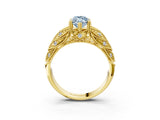 Yellow gold Fancy Blue Marquise Cut Cut Milgrain Pave Diamond Engagement Ring with Four-Prong Setting_6