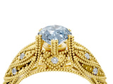 Yellow gold Fancy Blue Marquise Cut Cut Milgrain Pave Diamond Engagement Ring with Four-Prong Setting_7