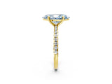 Yellow gold Fancy Blue Marquise Cut Diamond Brilliant Solitaire Ring with Pavé Band and Four-Prong Setting_14