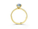 Yellow gold Fancy Blue Marquise Cut Diamond Brilliant Solitaire Ring with Pavé Band and Four-Prong Setting_15