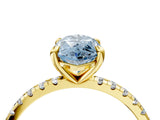 Yellow gold Fancy Blue Marquise Cut Diamond Brilliant Solitaire Ring with Pavé Band and Four-Prong Setting_16