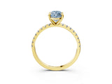 Yellow gold Fancy Blue Marquise Cut Diamond Brilliant Solitaire Ring with Pavé Band and Four-Prong Setting_3