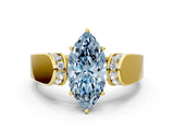 Yellow gold Fancy Blue Marquise Cut Diamond Channel Set Solitaire Ring with Four-Prong Setting_12