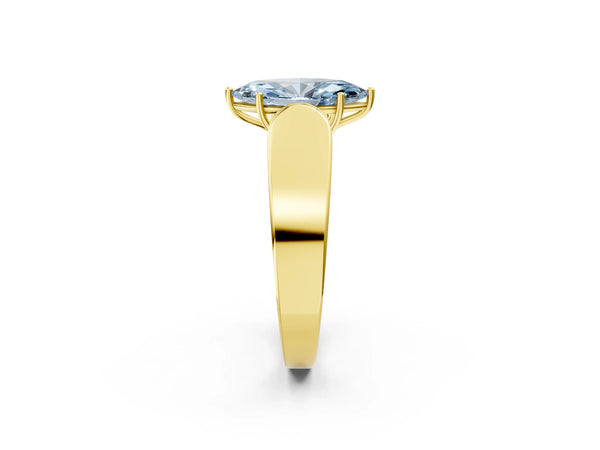 Yellow Gold Marquise Channel Set Engagement Ring Setting for Fancy Blue Center with Wide Band