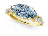 Yellow gold Fancy Blue Marquise Cut Diamond Cluster Pavé Band with Four-Prong Setting_4