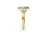 Yellow gold Fancy Blue Marquise  Cut Diamond Cluster Ring with Round Accent Stones and Prong Setting on a Classic Band_51
