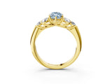 Yellow gold Fancy Blue Marquise  Cut Diamond Cluster Ring with Round Accent Stones and Prong Setting on a Classic Band_52