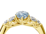 Yellow gold Fancy Blue Marquise  Cut Diamond Cluster Ring with Round Accent Stones and Prong Setting on a Classic Band_53