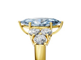 Yellow gold Fancy Blue Marquise  Cut Diamond Cluster Ring with Round Accent Stones and Prong Setting on a Classic Band_54