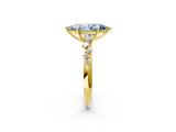 Yellow gold Fancy Blue Marquise Cut Diamond Cluster Side Stone Solitaire Ring with Prong Setting_53