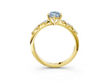 Yellow gold Fancy Blue Marquise Cut Diamond Cluster Side Stone Solitaire Ring with Prong Setting_54