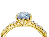 Yellow gold Fancy Blue Marquise Cut Diamond Cluster Side Stone Solitaire Ring with Prong Setting_55