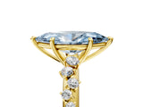 Yellow gold Fancy Blue Marquise Cut Diamond Cluster Side Stone Solitaire Ring with Prong Setting_56