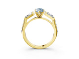 Yellow gold Fancy Blue Marquise Cut Diamond Engagement Ring with Baguette Side Stones and Channel Set Band_22