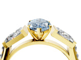 Yellow gold Fancy Blue Marquise Cut Diamond Engagement Ring with Baguette Side Stones and Channel Set Band_23