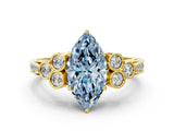 Yellow gold Fancy Blue Marquise  Cut Diamond Engagement Ring with Bezel Set Round Side Stones and Prong Setting_51