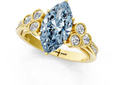 Yellow gold Fancy Blue Marquise  Cut Diamond Engagement Ring with Bezel Set Round Side Stones and Prong Setting_52
