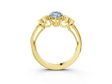 Yellow gold Fancy Blue Marquise  Cut Diamond Engagement Ring with Bezel Set Round Side Stones and Prong Setting_54