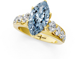Yellow gold Fancy Blue Marquise  Cut Diamond Engagement Ring with Pavé Band and Four-Prong Setting_4