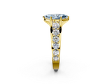 Yellow gold Fancy Blue Marquise  Cut Diamond Engagement Ring with Pavé Band and Four-Prong Setting_5