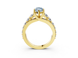 Yellow gold Fancy Blue Marquise  Cut Diamond Engagement Ring with Pavé Band and Four-Prong Setting_6