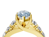Yellow gold Fancy Blue Marquise  Cut Diamond Engagement Ring with Pavé Band and Four-Prong Setting_7