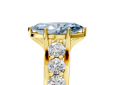 Yellow gold Fancy Blue Marquise  Cut Diamond Engagement Ring with Pavé Band and Four-Prong Setting_8