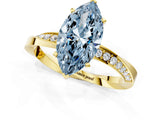 Yellow gold Fancy Blue Marquise Cut Diamond Engagement Ring with Side Stone Accents and Four-Prong Setting_109