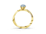 Yellow gold Fancy Blue Marquise Cut Diamond Engagement Ring with Side Stone Accents and Four-Prong Setting_111