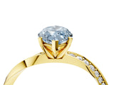 Yellow gold Fancy Blue Marquise Cut Diamond Engagement Ring with Side Stone Accents and Four-Prong Setting_112