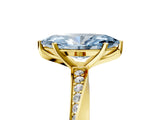 Yellow gold Fancy Blue Marquise Cut Diamond Engagement Ring with Side Stone Accents and Four-Prong Setting_113