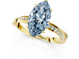 Yellow gold Fancy Blue Marquise Cut Diamond Engagement Ring with Side Stone Accents and Four-Prong Setting_13