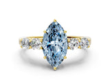 Yellow gold Fancy Blue Marquise  Cut Diamond Five-Stone Prong Set White Gold Ring_32