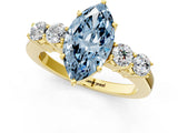 Yellow gold Fancy Blue Marquise  Cut Diamond Five-Stone Prong Set White Gold Ring_33