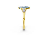 Yellow gold Fancy Blue Marquise  Cut Diamond Five-Stone Prong Set White Gold Ring_34