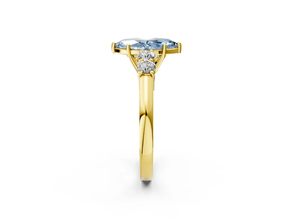 Yellow gold Fancy Blue Marquise  Cut Diamond Five-Stone Prong Set White Gold Ring
