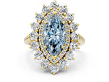 Yellow gold Fancy Blue Marquise Cut Diamond Floral Double Halo Engagement Ring with Prong Setting_24