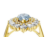 Yellow gold Fancy Blue Marquise Cut Diamond Floral Double Halo Engagement Ring with Prong Setting_28