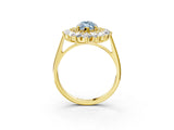 Yellow gold Fancy Blue Marquise Cut Diamond Floral Double Halo Engagement Ring with Prong Setting_63