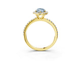 Yellow gold Fancy Blue Marquise  Cut Diamond Floral Halo Engagement Ring with Pavé Band and Prong Setting_40