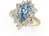 Yellow gold Fancy Blue Marquise  Cut Diamond Floral Halo Pave Band with Prong Setting_38