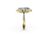 Yellow gold Fancy Blue Marquise  Cut Diamond Floral Halo Pave Band with Prong Setting_39